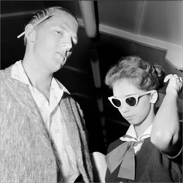 American rock and roll singer Jerry Lee Lewis with his thirteen year old wife Myra at