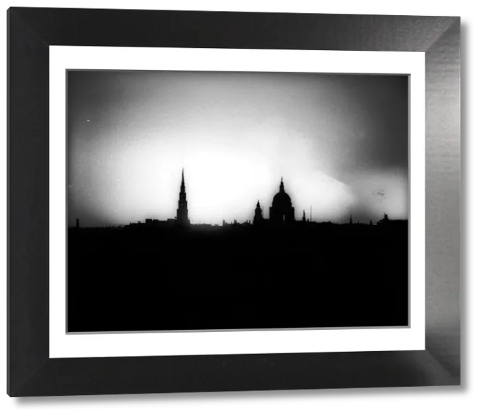 Framed Print : WW2 London Skyline Print: Ablaze During the Blitz Framed Print : WW2 London Skyline Print: Ablaze During the Blitz