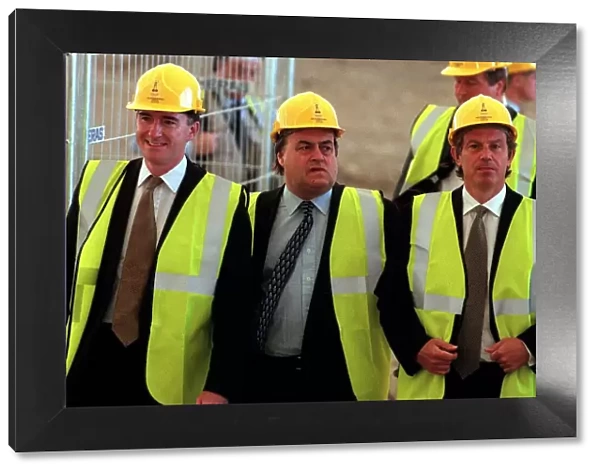 Tony Blair, Peter Mandelson and John Prescott attend the topping out cermoney at