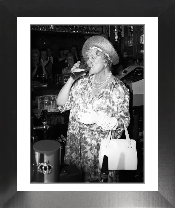 Framed Print : Queen Mother Behind the Bar Print 1987 Framed Print : Queen Mother Behind the Bar Print 1987