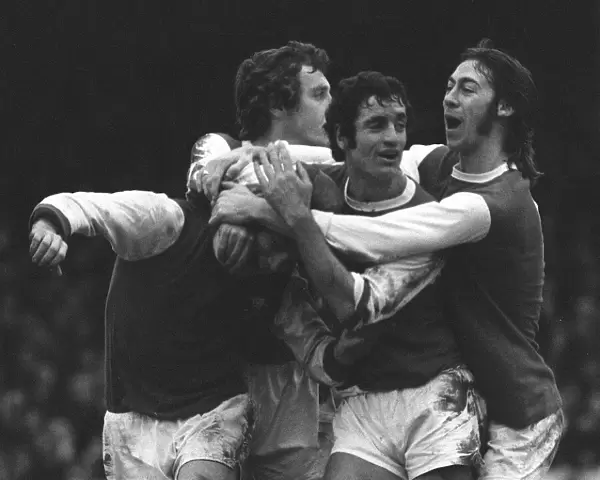 Charlie George Football player for Arsenal Football Club celebrates with George