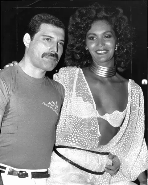 Freddie Mercury of Queen with Biba, a Brazilian model, at Rock in Rio - the most