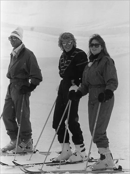 Prince Charles, Princess Diana & Duchess of York on their skiing holiday in Klosters