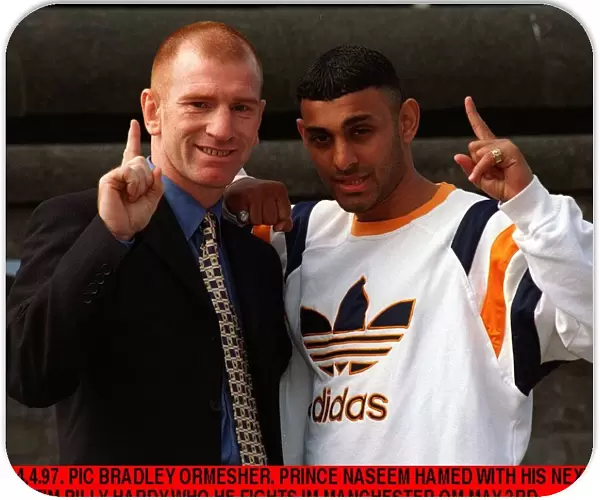 Prince Naseem Hamed Boxer with opponent Bill Hardy Boxer during a news press conference