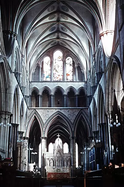 Interior view of Salisbury Cathedral looking towards the High Altar - Wiltshire