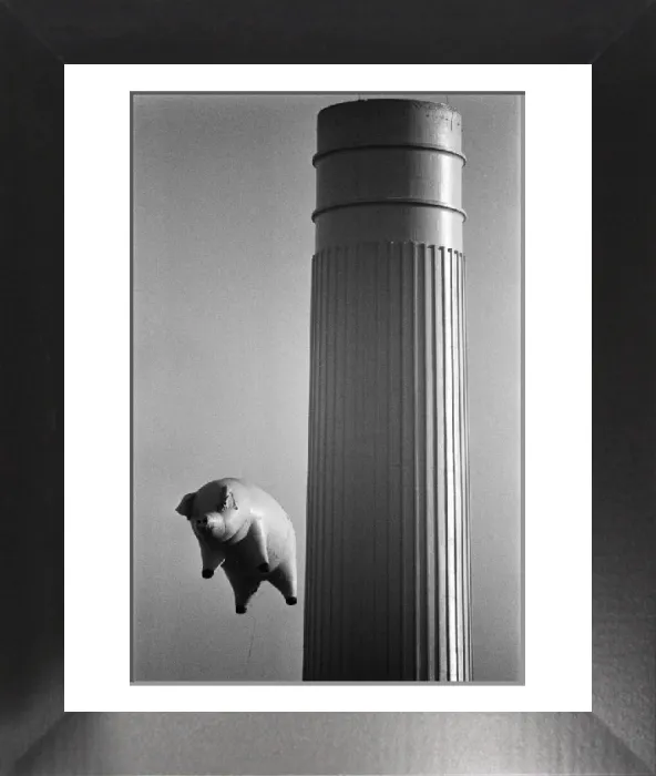 Framed Print : Pink Floyd Inflatable Flying Pig Print, Battersea Power Station 1976 Framed Print : Pink Floyd Inflatable Flying Pig Print, Battersea Power Station 1976