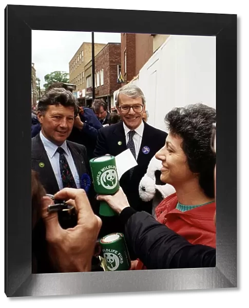 John Major Prime Minister meets some charity collectors for the WWF