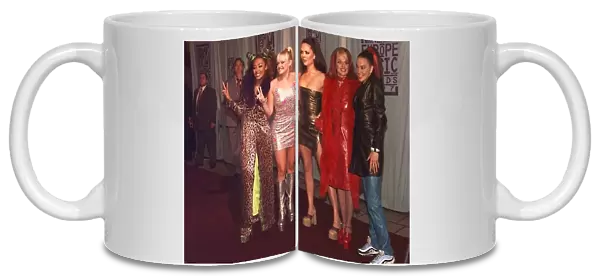 Spice Girls pose at the presentation of the November 1997 MTV Music Awards in Rotterdam
