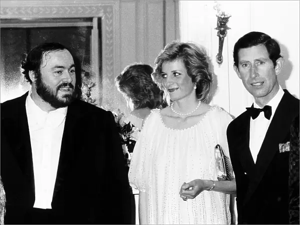 Prince Charles and Princess Diana attend a Gala concert by Italian opera singer Luciano