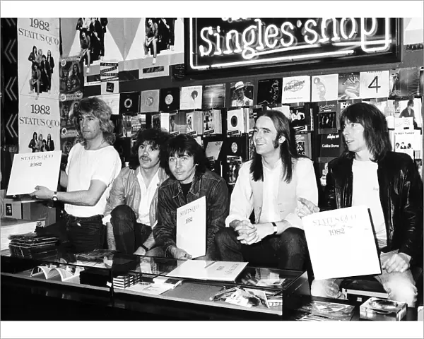 Status Quo signing their new record at London HMV store