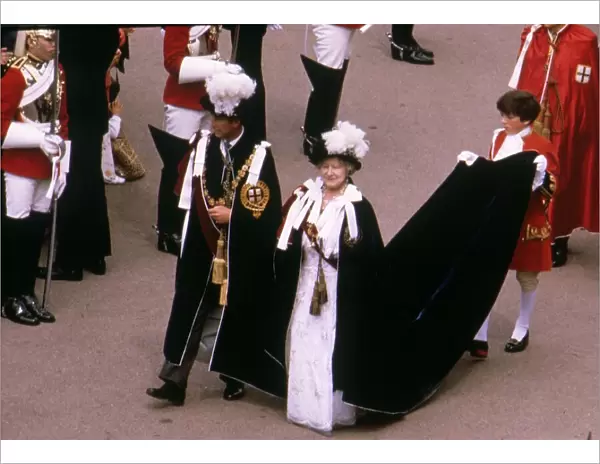Queen Mother in garter procession at Windsor June 1982