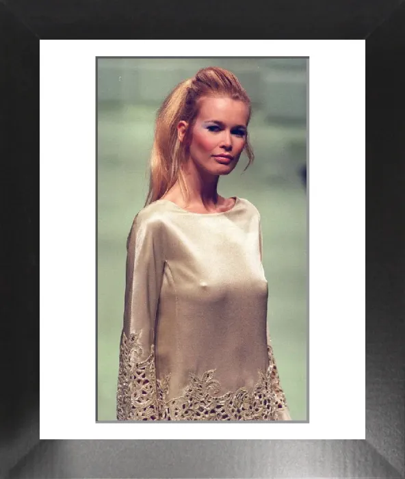 Framed Print : Claudia Schiffer Models Valentino in Paris Print (00180)