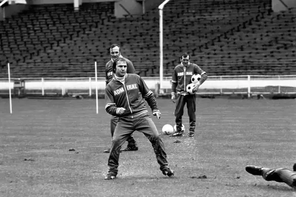 The England team training at Wembly for their European Championship Qualifier match