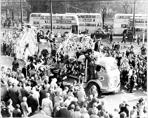 Engineering students show off their winning float during rag week on 21st October 1961