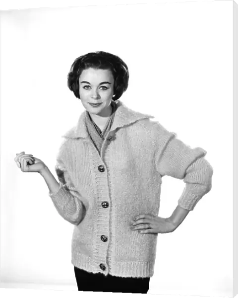 Clothing: Fashion: Jacket: Woman wearing mohair jacket. Model: Jackie Jackson