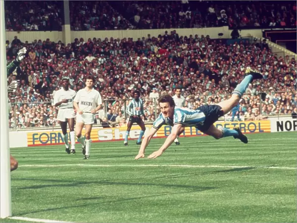 Coventry Citys Keith Houchen scores a spectacular goal