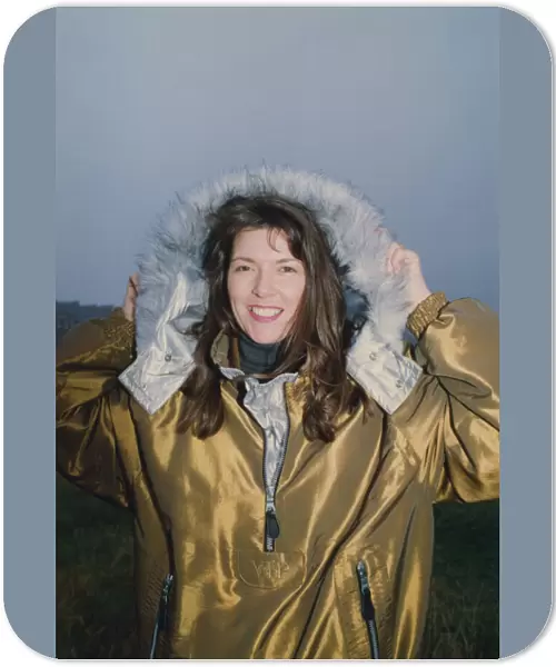 Athlete Steve Cram Karen Cram modelling a ski jacket - winter coat 1