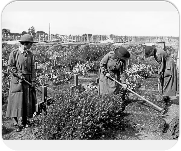 The Womens Army Auxiliary Corps gardeners seen here tending the graves of our fallen