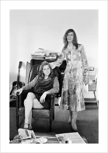 David Bowie and wife Angie, at home, Haddon Hall, at Beckenham, Kent, 20th April 1971