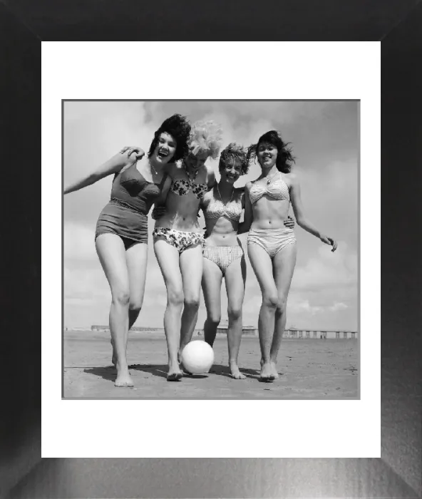 Framed Print : Four Factory Girls at Blackpool Beach, 6th August 1961 Print Framed Print : Four Factory Girls at Blackpool Beach, 6th August 1961 Print