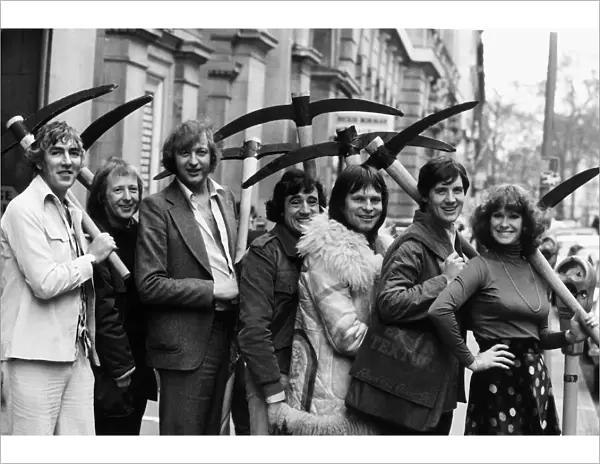 Monty Pythons Flying Circus cast outside Her Majestys Theatre London 1976
