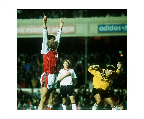 Footballer Tony Adams of Arsenal celebrates goal against Nottingham Forest, 1992