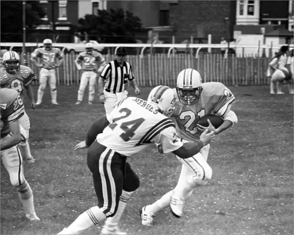 British Steel Gala - A member of the Scunthorpe Steelers tries to dodge a tackle by an