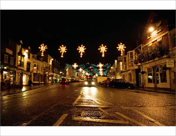 Christmas lights Stratford in Birmingham. 20th December 1993