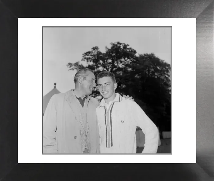 Framed Print : Fred Perry with Stan Matthews Junior, Didsbury 1961 Print Framed Print : Fred Perry with Stan Matthews Junior, Didsbury 1961 Print