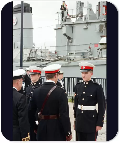 Major Andrew Milne inspects members of the Sea Cadets at the TS Kellington on the Tees at