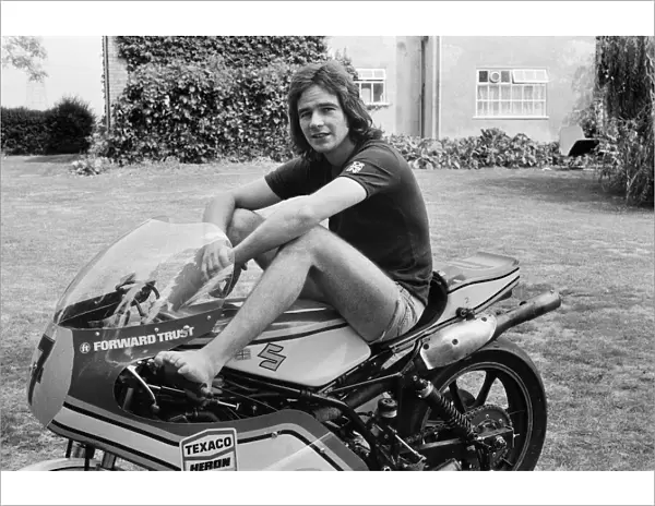Britiains new World Motorcycle racing Champion Barry Sheene relaxing at home in