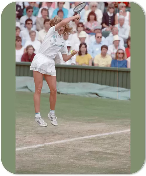 Steffi Graf pictured in action in the Wimbledon Ladies Singles Final on 2nd July 1988