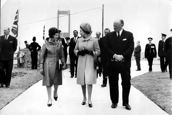 HRH Queen Elizabeth II and HRH Prince Philip Duke of Edinburgh opens the Severn Bridge in