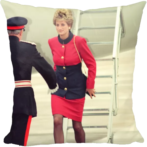 HRH The Princess of Wales, Princess Diana, arrives at Ringway, Manchester Airport