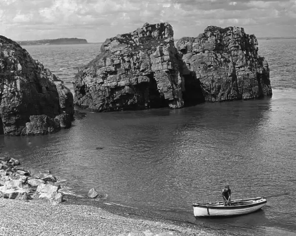 Castle Rock, Flat Holm Island (Ynys Echni) in the Bristol Channel 14th March 1963