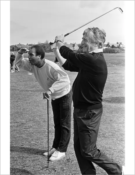 Michael Parkinson on the fairway at The Royal Liverpool Golf Club, Wirral