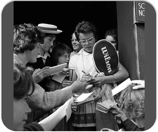 The 1962 Championships, Wimbledon. Billie Jean Moffitt (later King) signs autographs