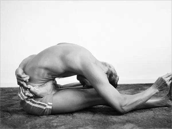 Yoga positions. Position is called Half Lotus forward Fold