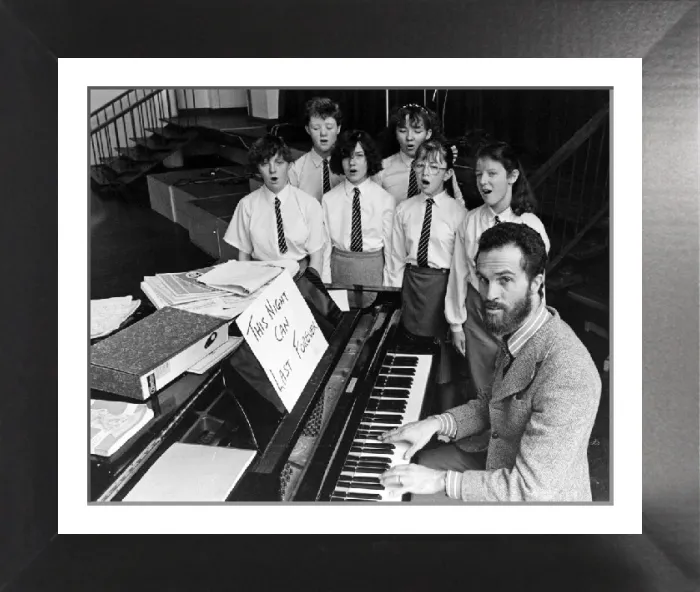 Framed Print : Dene School Thornaby Chamber Choir 24 Hour Sponsored Sing Print, March 1987