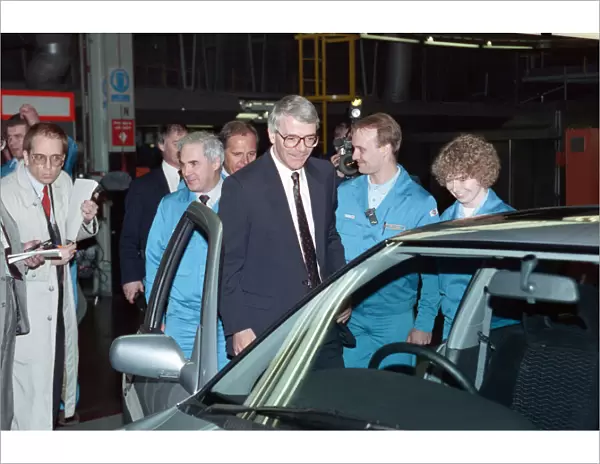 Prime Minister John Major visiting a Nissan car factory. 29th March 1992
