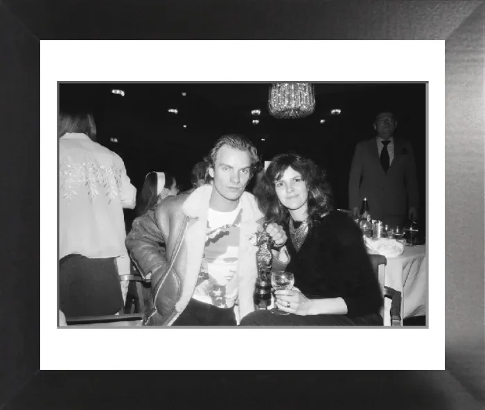 Framed Print : 1981 Ivor Novello Awards Print of Sting with Frances Tomelty Framed Print : 1981 Ivor Novello Awards Print of Sting with Frances Tomelty