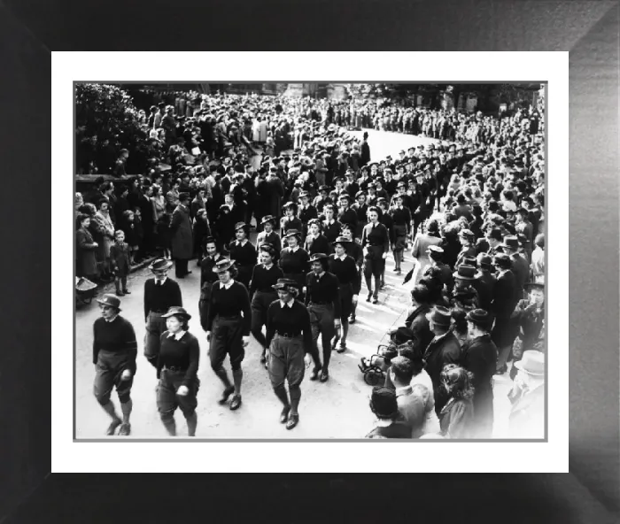 Framed Print : Lincoln VE Day Parade Print: Land Army Girls March Past Cathedral Framed Print : Lincoln VE Day Parade Print: Land Army Girls March Past Cathedral