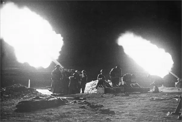 The astounding picture produced by the flash of a 3 inch anti aircraft gun