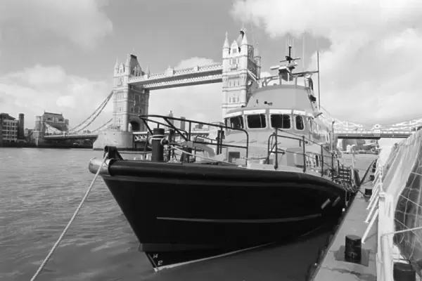 Lifeboat at Tower Bridge on the River Thames, London, 1999
