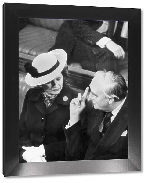 Margaret Thatcher with William Whitelaw on front bench in House of Commons - November