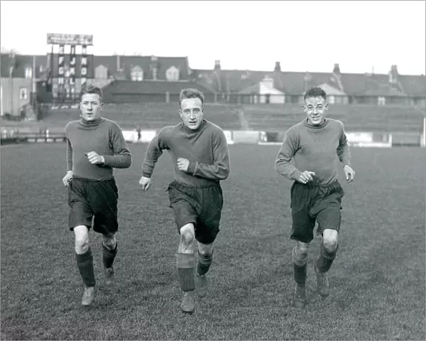 Bristol City FC. Sleman, Taylor and Vials in training. 11th December 1929