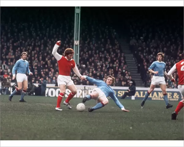 Alan Ball of Arsenal in action against Manchester City at Highbury Circa 1972