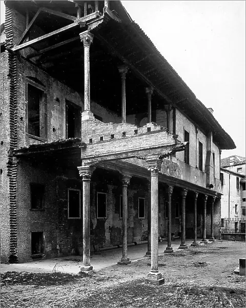 View of the remains of the Gallery of the Carrara Palace or Carrarese Palace in Padua