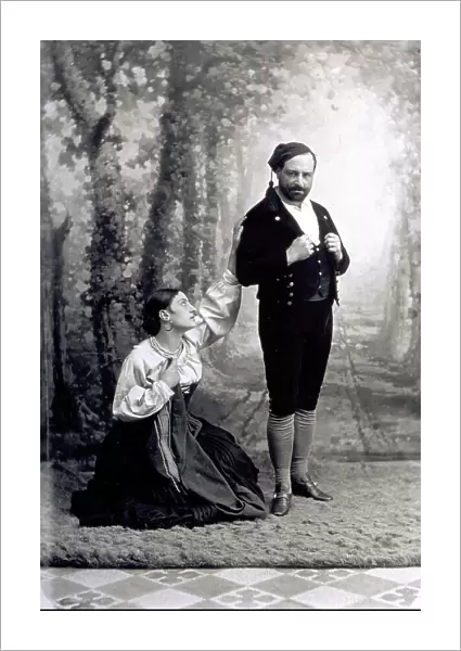 Portrait of the two singers Gemma Bellincioni and Roberto Stagno, while performing a scene from the Cavalleria Rusticana