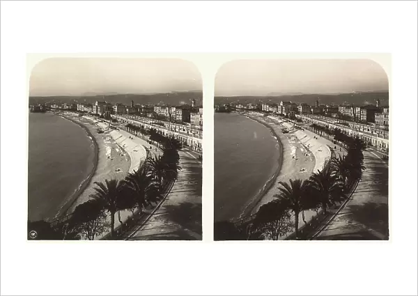 Stereoscopic photography showing the beach in Nice